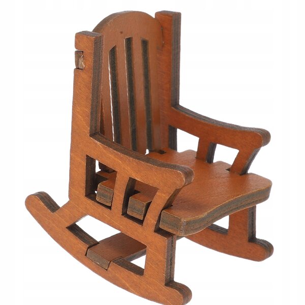 Mini sedia a dondolo in legno in stile vintage europeo per Casa delle Bambole