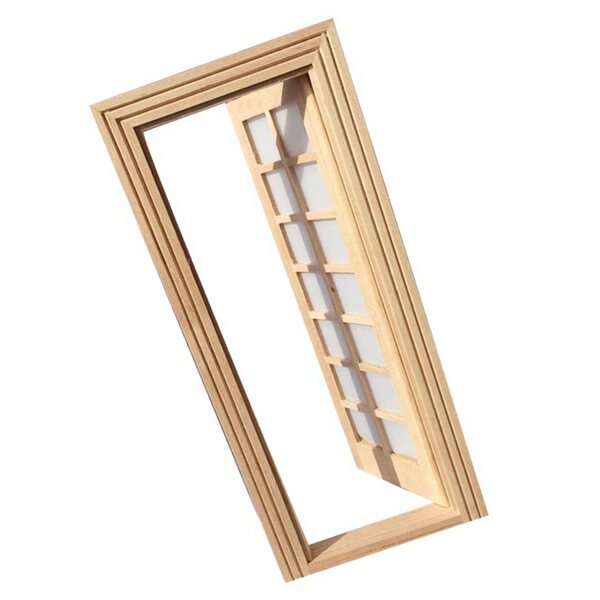 Porta in legno in miniatura per case delle bambole con 14 montanti 18,9x7,3 cm
