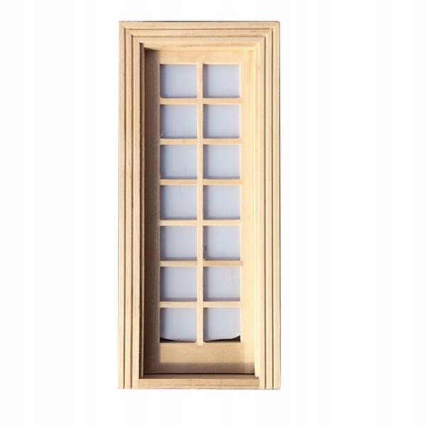 Porta in legno in miniatura per case delle bambole con 14 montanti 18,9x7,3 cm