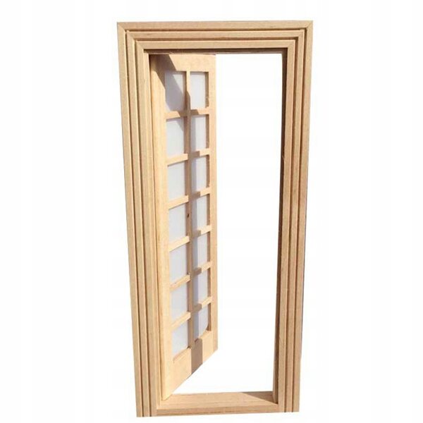Porta in legno in miniatura per case delle bambole con 14 montanti 18,9x7,3 cm