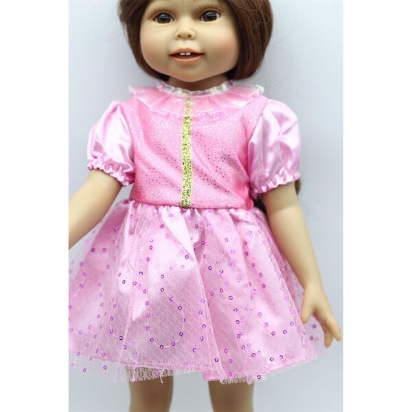 Rosa Spitzenkleid für amerikanische Puppe 46 cm – elegantes Freizeitkleid