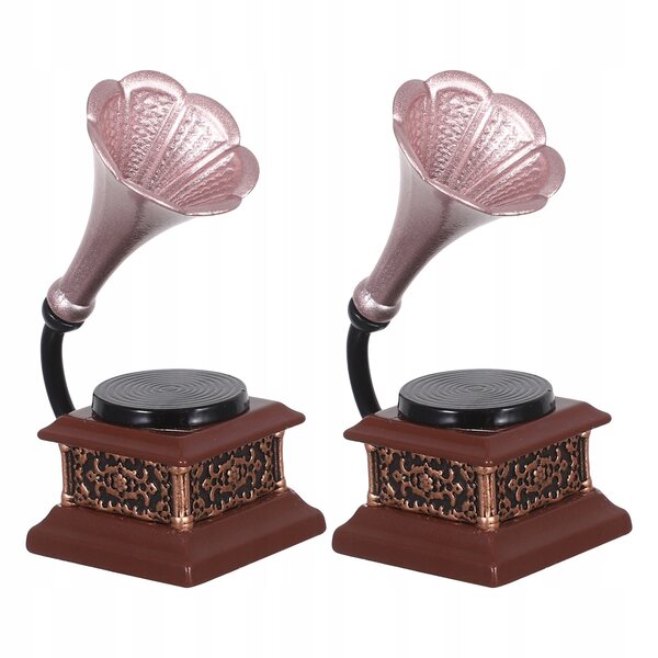 Miniatura gramofonu vintage in metallo per casa delle bambole, decorazione retro