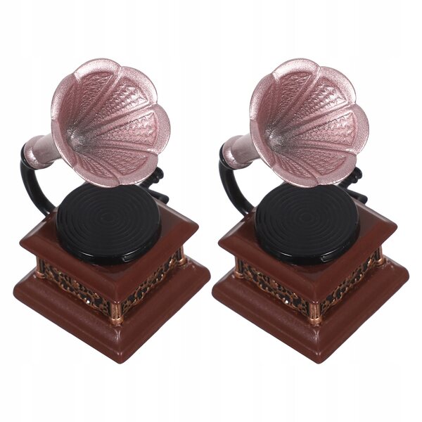Miniatura gramofonu vintage in metallo per casa delle bambole, decorazione retro