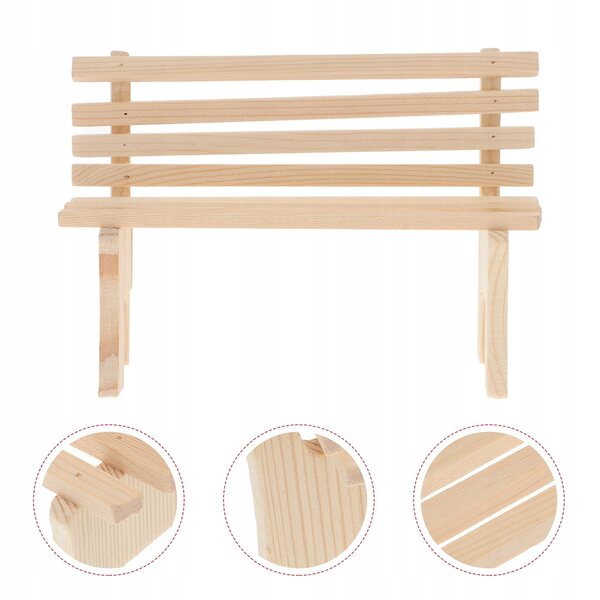 Mini panchine in legno set da 2 per modellismo e decorazioni 13x8,8 cm