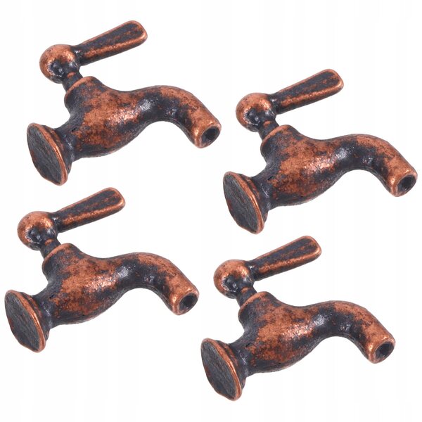 Lot de 4 mini robinets en métal échelle 1/12 pour maison de poupée, marron foncé