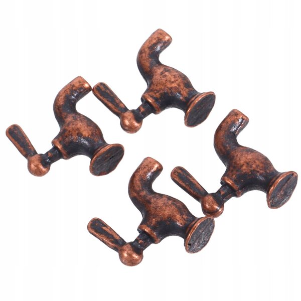 Lot de 4 mini robinets en métal échelle 1/12 pour maison de poupée, marron foncé