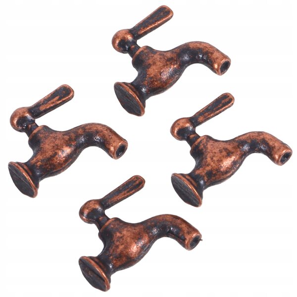 Lot de 4 mini robinets en métal échelle 1/12 pour maison de poupée, marron foncé