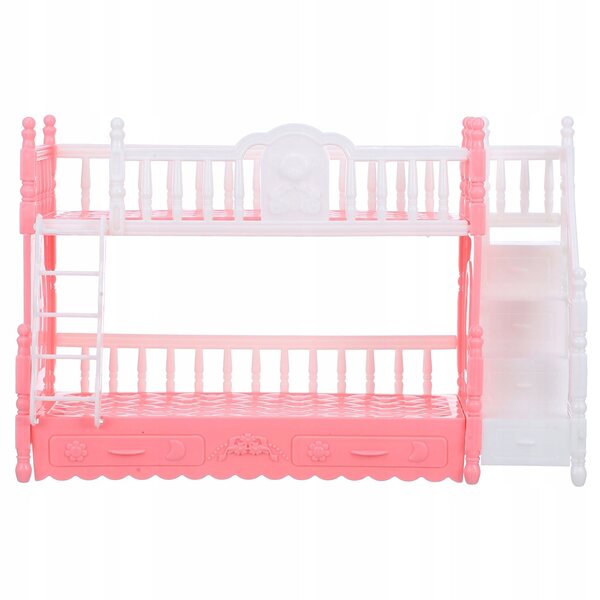 Letto a Castello Miniatura in ABS per Casa delle Bambole, Colore Rosa