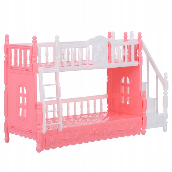 Letto a Castello Miniatura in ABS per Casa delle Bambole, Colore Rosa