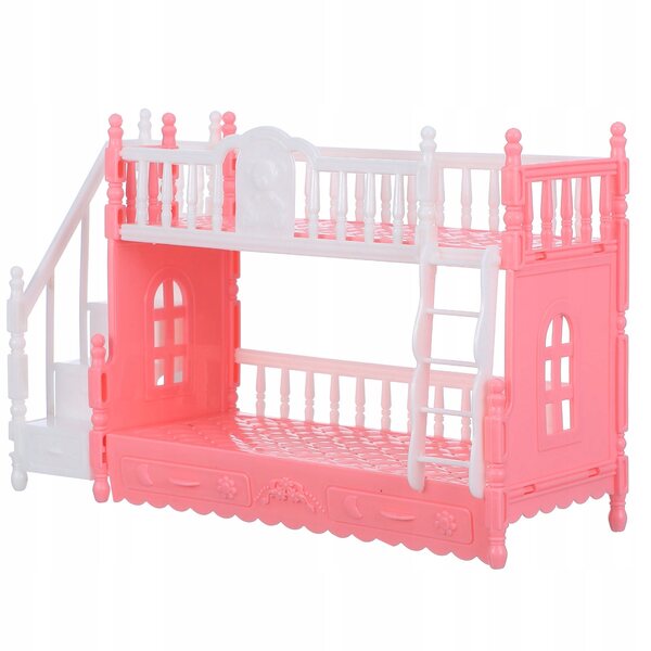 Letto a Castello Miniatura in ABS per Casa delle Bambole, Colore Rosa