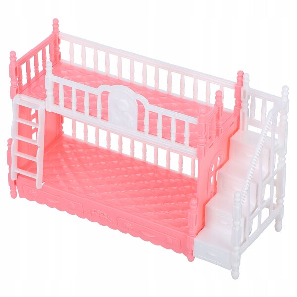 Letto a Castello Miniatura in ABS per Casa delle Bambole, Colore Rosa