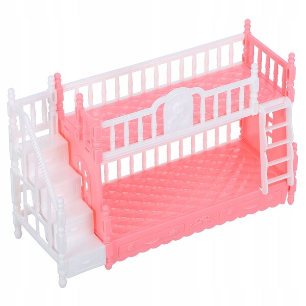 Letto a Castello Miniatura in ABS per Casa delle Bambole, Colore Rosa