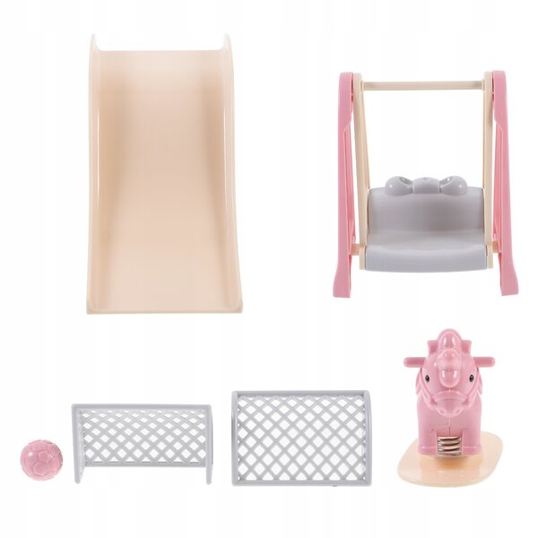 Set Miniature Accessori Casa per Bambole con Altalena e Porta da Calcio in Plastica