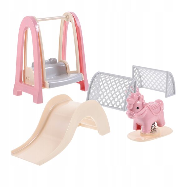 Set Miniature Accessori Casa per Bambole con Altalena e Porta da Calcio in Plastica