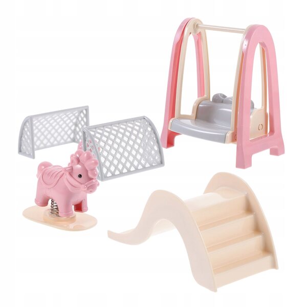 Set Miniature Accessori Casa per Bambole con Altalena e Porta da Calcio in Plastica