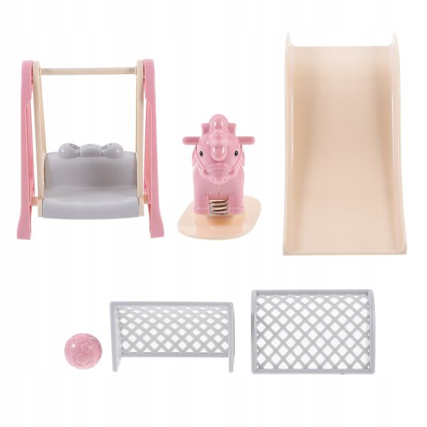 Set Miniature Accessori Casa per Bambole con Altalena e Porta da Calcio in Plastica