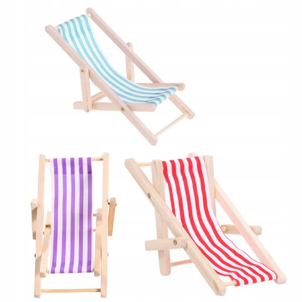 Lot de 3 transats miniatures en bois pour décorations et miniatures