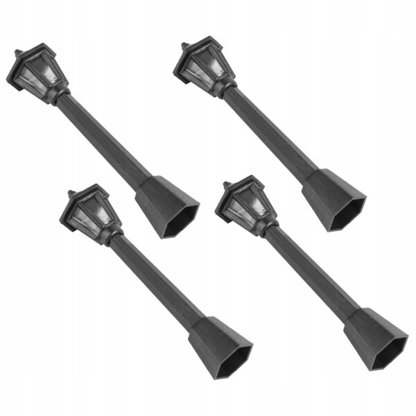 Lot de 4 lampadaires miniatures noirs pour décorations et jeux d'enfants