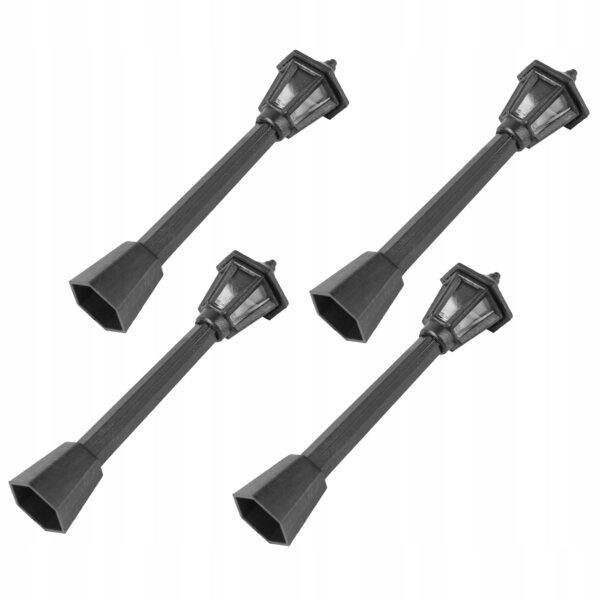Lot de 4 lampadaires miniatures noirs pour décorations et jeux d'enfants