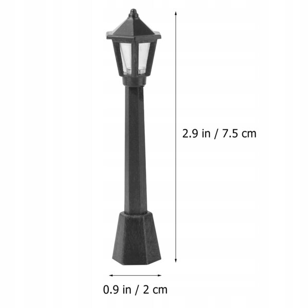 Lot de 4 lampadaires miniatures noirs pour décorations et jeux d'enfants