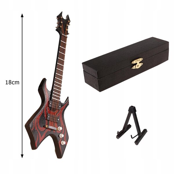 E-Gitarrenmodell aus Holz im Maßstab 1:6 für das Puppenhaus mit Ständer