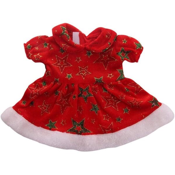 Abito Natalizio Rosso per Bambole 46 cm con Stampa Stelle - Uteruik
