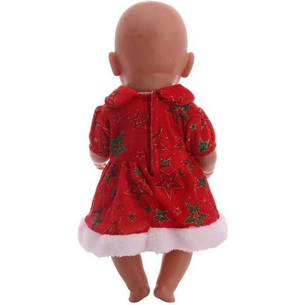 Abito Natalizio Rosso per Bambole 46 cm con Stampa Stelle - Uteruik