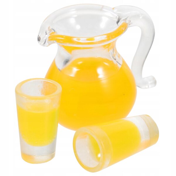Oranges Miniatur-Set mit Vase und Glasgläsern für Puppenhaus