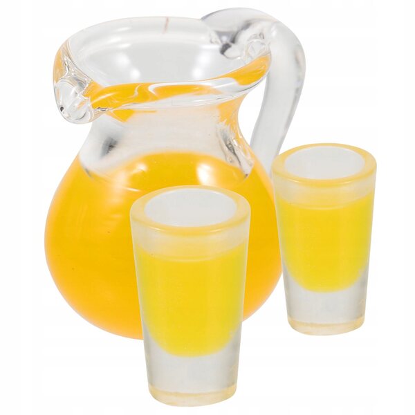 Oranges Miniatur-Set mit Vase und Glasgläsern für Puppenhaus