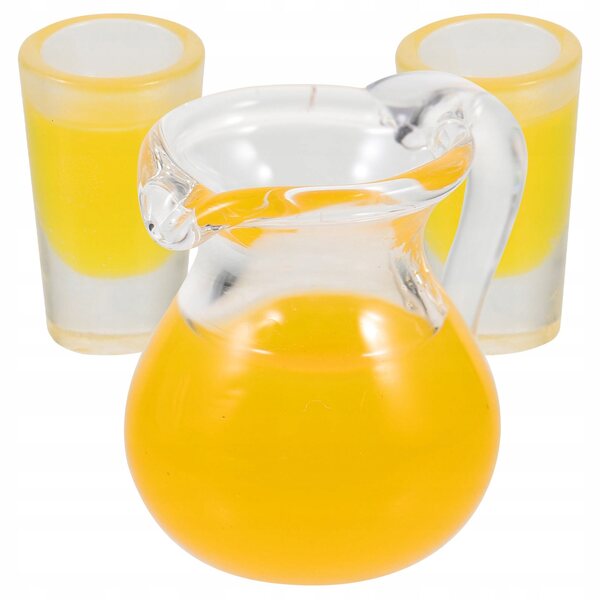 Oranges Miniatur-Set mit Vase und Glasgläsern für Puppenhaus