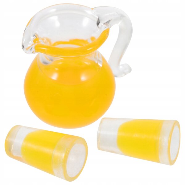 Oranges Miniatur-Set mit Vase und Glasgläsern für Puppenhaus