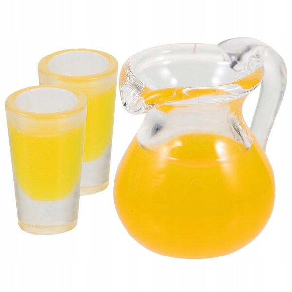 Oranges Miniatur-Set mit Vase und Glasgläsern für Puppenhaus