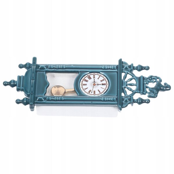 Horloge miniature vintage avec pendule pour maison de poupée bleue 6x2,1x1 cm