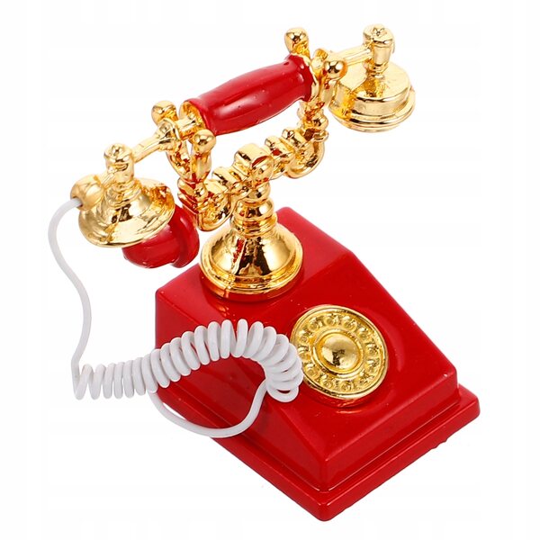 Mini telefono rosso vintage per casa delle bambole, decorazione dettagliata e resistente