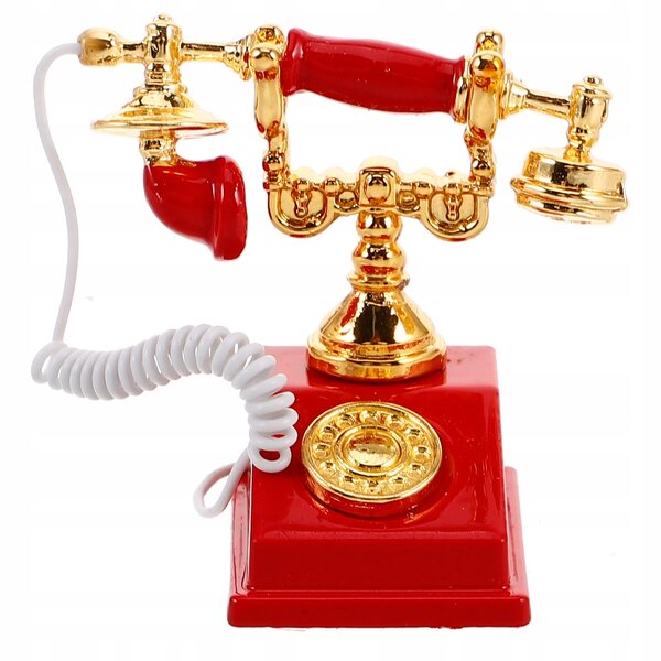 Mini telefono rosso vintage per casa delle bambole, decorazione dettagliata e resistente