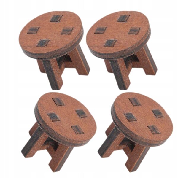 4 Miniatur-Holzstühle für realistische und kreative Puppenhäuser