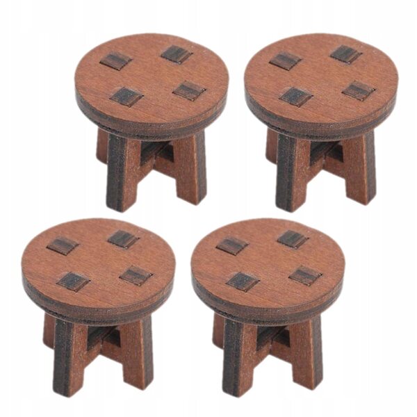 4 Miniatur-Holzstühle für realistische und kreative Puppenhäuser
