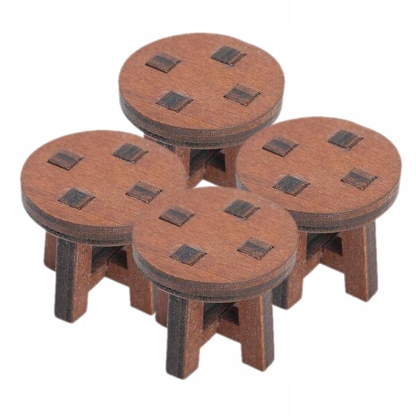 4 Miniatur-Holzstühle für realistische und kreative Puppenhäuser