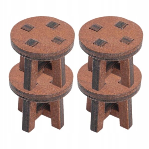 4 Miniatur-Holzstühle für realistische und kreative Puppenhäuser
