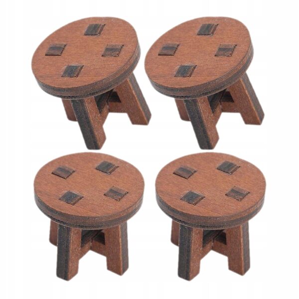 4 Miniatur-Holzstühle für realistische und kreative Puppenhäuser