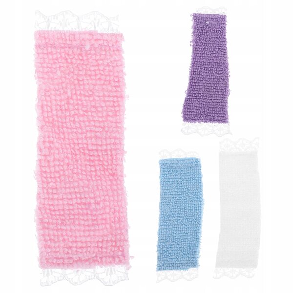Set van 4 mini-elegante stoffen handdoeken voor poppenhuizen 1:12