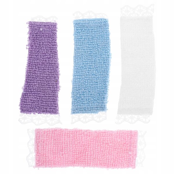 Set van 4 mini-elegante stoffen handdoeken voor poppenhuizen 1:12