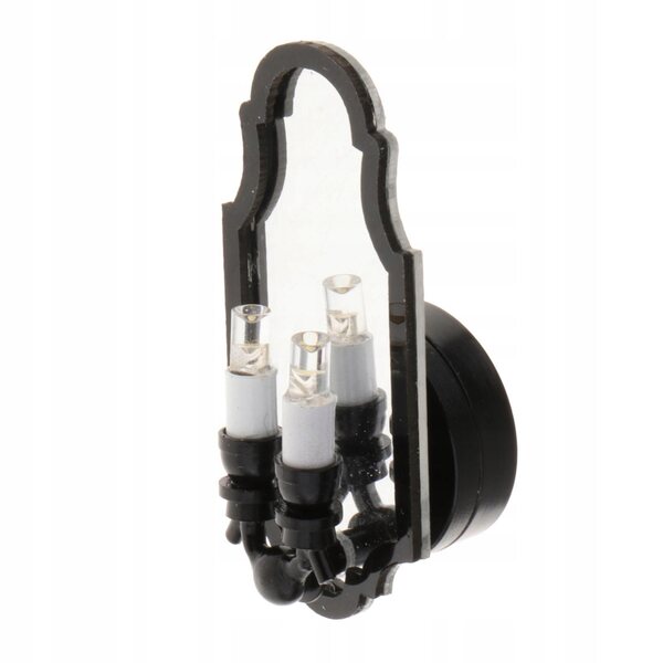Lampa da parete miniatura nera con specchio in metallo 1:12 per casa delle bambole