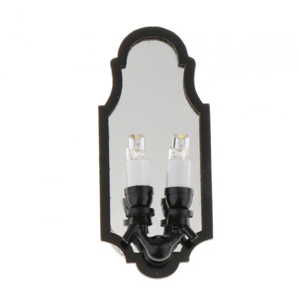 Lampa da parete miniatura nera con specchio in metallo 1:12 per casa delle bambole