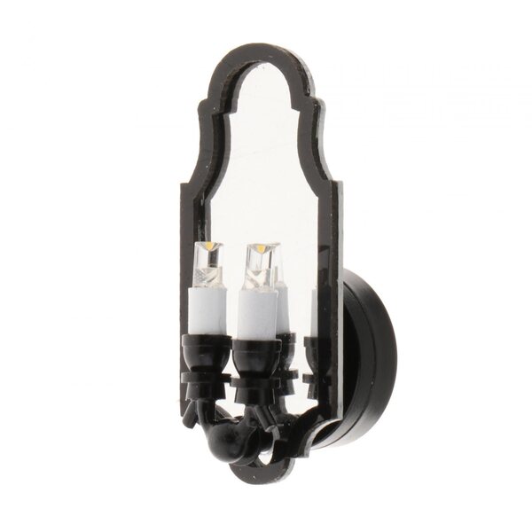 Lampa da parete miniatura nera con specchio in metallo 1:12 per casa delle bambole