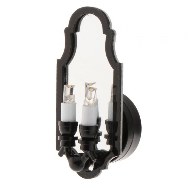 Lampa da parete miniatura nera con specchio in metallo 1:12 per casa delle bambole