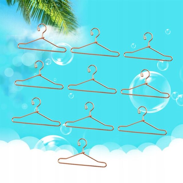 Lot de 10 mini étendoirs en métal pour vêtements de poupée or rose 40 mm