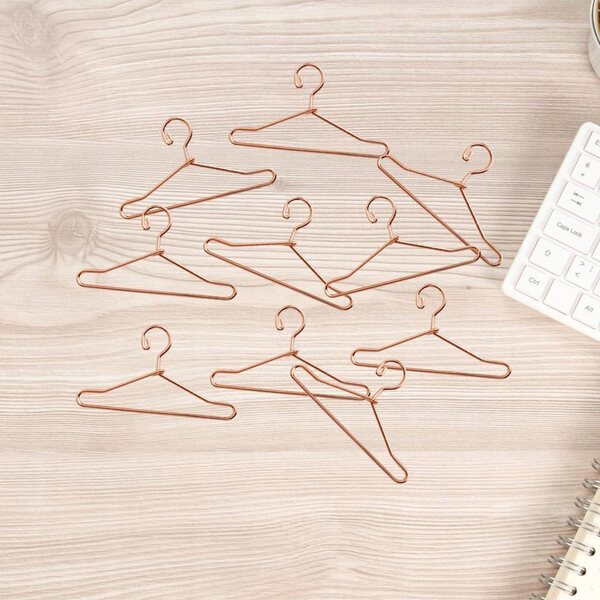 Lot de 10 mini étendoirs en métal pour vêtements de poupée or rose 40 mm