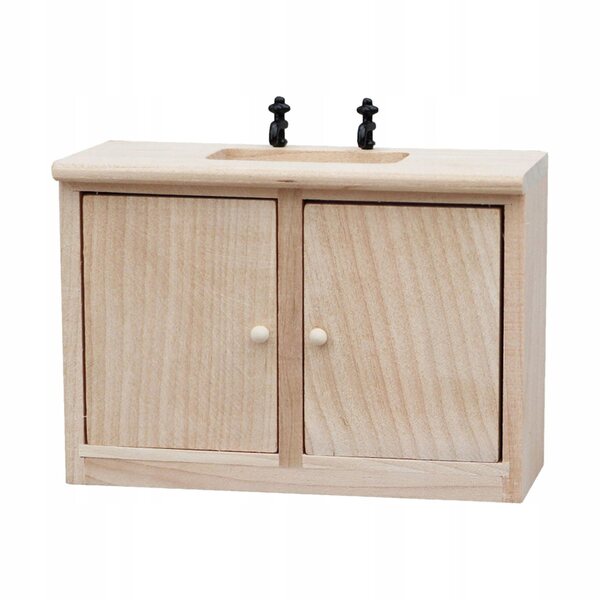 Miniatura lavandino in legno per casa delle bambole scala 1:12 decorazione artigianale