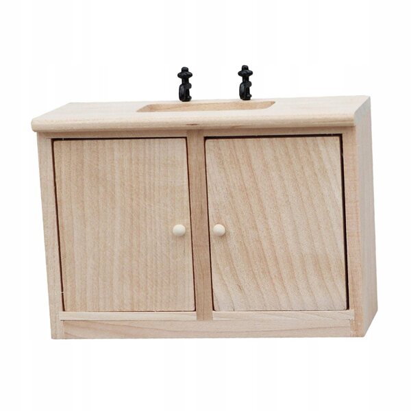 Miniatura lavandino in legno per casa delle bambole scala 1:12 decorazione artigianale